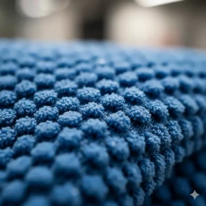 Close-up texture shot of the soft, durable microfiber material used for a quick dry gym towel.