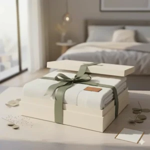 A ribbon-tied gift set featuring premium extra large bath towels 35x70.