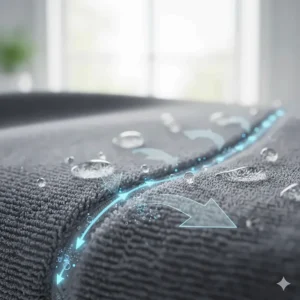 A diagram showing how quick drying bath towels pull moisture away from the skin and into the fabric fibers.