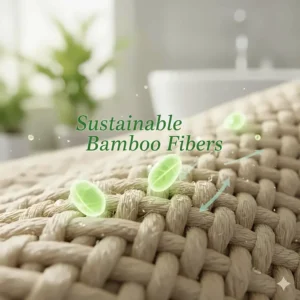 Illustration of eco-friendly bamboo fibers used to create soft, sustainable, and quick drying bath towels.