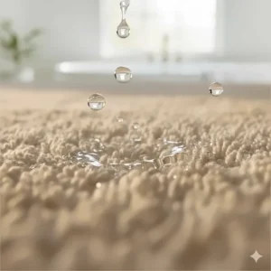 An illustration showing the high absorbency of premium thick plush bath towels against water droplets.