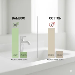 Simple bar graph comparing the average retail price of luxury bamboo towels and standard cotton towels.