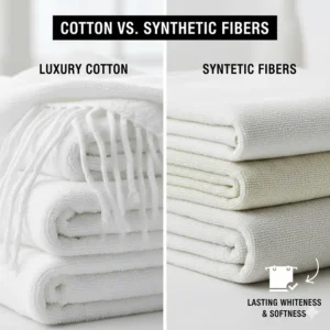 A side-by-side comparison of high-quality Turkish cotton vs. synthetic fibers for long-lasting whiteness.