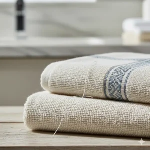 Close-up illustration of the weave on high-quality Turkish cotton decorative hand towels.