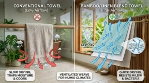 A checklist of maintenance tips for keeping bath towels fresh and odor-free in a humid climate.