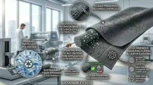 Illustration of eco-friendly materials used to manufacture sustainable and odor resistant gym towels.